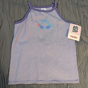 Purple Tank Top with Stripes and Graphic Design